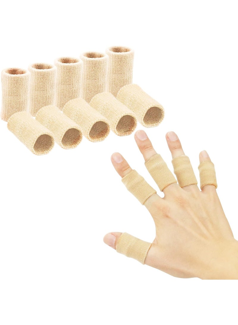 Finger Sleeves, Thumb Splint Brace For Finger Support, Breathable Elastic Finger tape, Compression pression Protector For Reliving Pain, Triggger Finger, Compression Aid For Sports, 10PCS (Beige) - Image 1